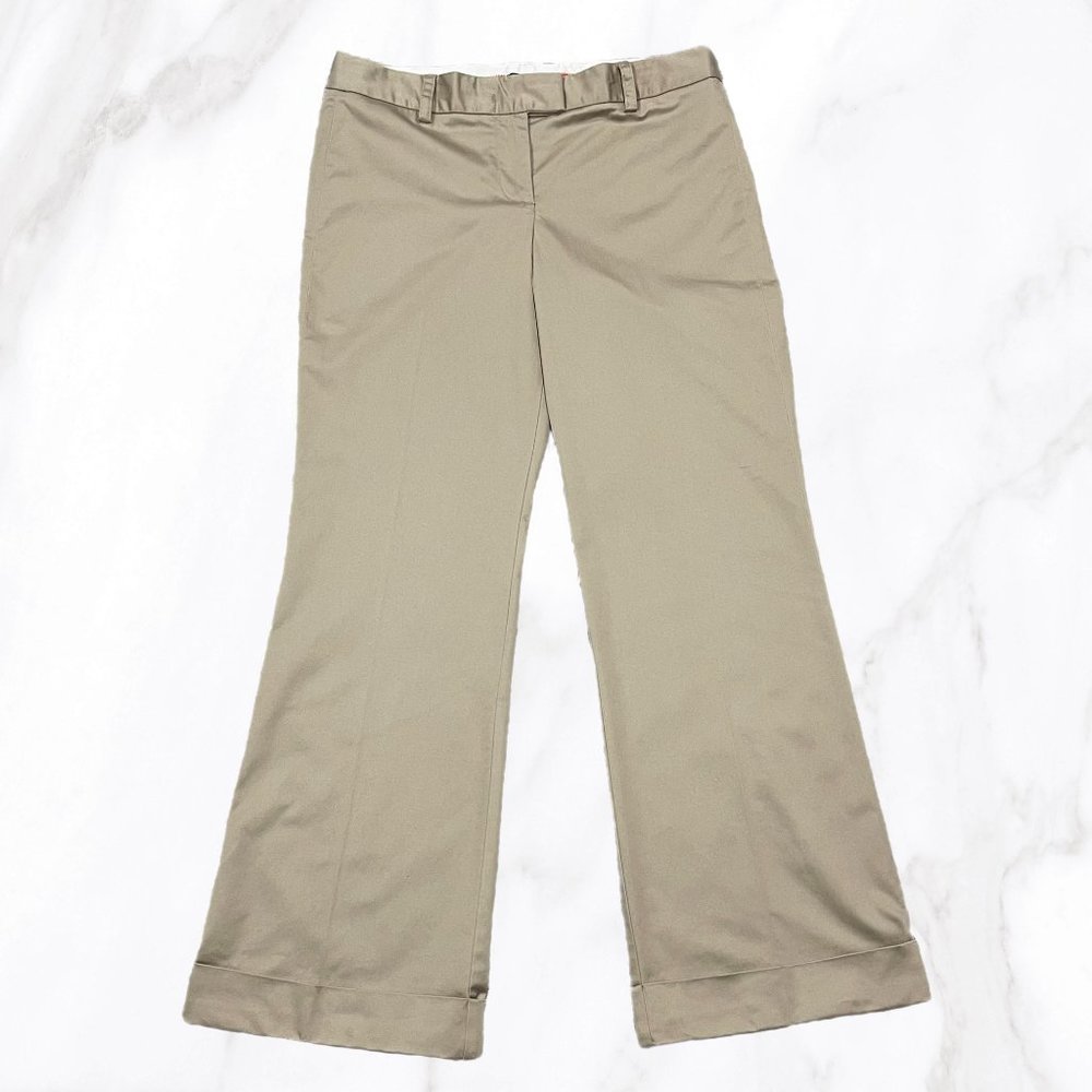 J.Crew Women's City Fit Flare Leg Cuffed Hem Low Rise Khaki Pants, Size 10